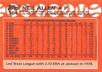 1988 Topps - Collector's Edition (Tiffany) #384 Neil Allen Back