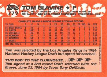 1988 Topps - Collector's Edition (Tiffany) #779 Tom Glavine Back