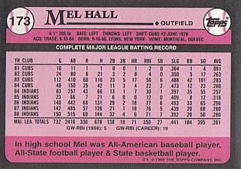 1989 Topps - Collector's Edition (Tiffany) #173 Mel Hall Back