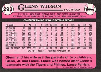 1989 Topps - Collector's Edition (Tiffany) #293 Glenn Wilson Back