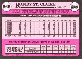 1989 Topps - Collector's Edition (Tiffany) #666 Randy St. Claire Back