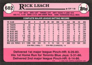 1989 Topps - Collector's Edition (Tiffany) #682 Rick Leach Back