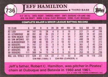 1989 Topps - Collector's Edition (Tiffany) #736 Jeff Hamilton Back