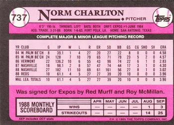 1989 Topps - Collector's Edition (Tiffany) #737 Norm Charlton Back