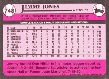 1989 Topps - Collector's Edition (Tiffany) #748 Jimmy Jones Back