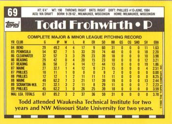 1990 Topps - Collector's Edition (Tiffany) #69 Todd Frohwirth Back