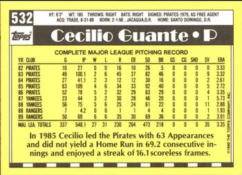 1990 Topps - Collector's Edition (Tiffany) #532 Cecilio Guante Back