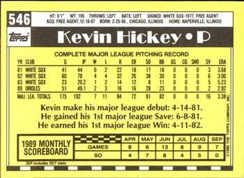 1990 Topps - Collector's Edition (Tiffany) #546 Kevin Hickey Back