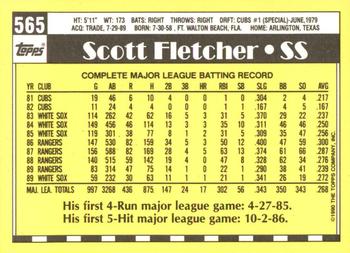 1990 Topps - Collector's Edition (Tiffany) #565 Scott Fletcher Back