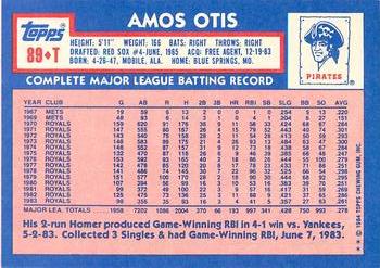 1984 Topps Traded - Limited Edition (Tiffany) #89T Amos Otis Back