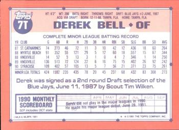 1991 Topps Traded - Limited Edition (Tiffany) #7T Derek Bell Back