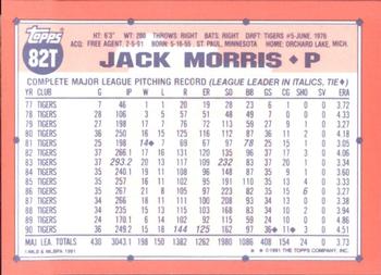1991 Topps Traded - Limited Edition (Tiffany) #82T Jack Morris Back