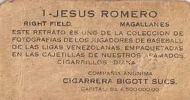 1931 Diana Cigarrillos  N561 #1 Jesús Romero Back