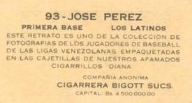 1931 Diana Cigarrillos  N561 #93 Jose Perez Back
