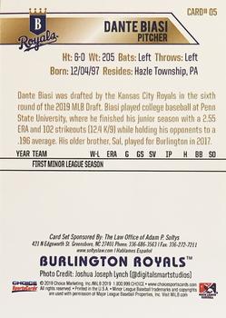 2019 Choice Burlington Royals #05 Dante Biasi Back