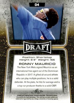 2020 Leaf Draft - Gold #04 Ronny Mauricio Back