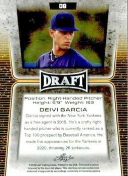 2020 Leaf Draft - Gold #09 Deivi Garcia Back