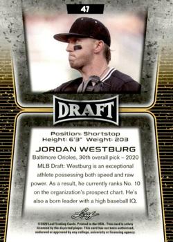 2020 Leaf Draft - Gold #47 Jordan Westburg Back
