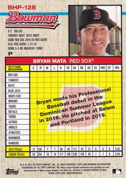 2020 Bowman Heritage - Prospects #BHP-128 Bryan Mata Back