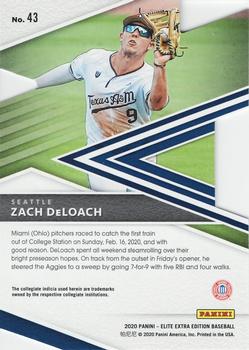 2020 Panini Elite Extra Edition - Prime Numbers Gold Die Cut #43 Zach DeLoach Back