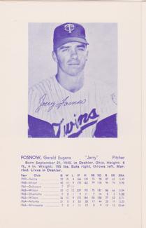 1965 Trade Bloc Minnesota Twins #NNO Jerry Fosnow Front