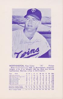 1965 Trade Bloc Minnesota Twins #NNO Al Worthington Front