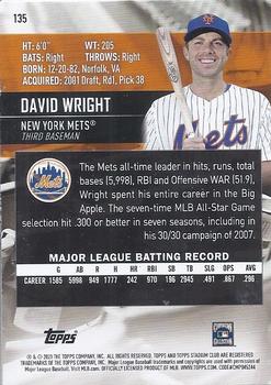 2021 Stadium Club #135 David Wright Back