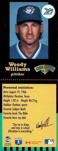 1995-96 Hit the Books Toronto Blue Jays Bookmarks #NNO Woody Williams Front
