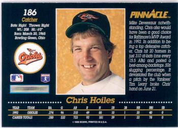 1993 Pinnacle #186 Chris Hoiles Back