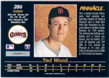 1993 Pinnacle #286 Ted Wood Back