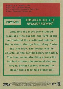 2021 Topps - 70 Years of Topps Baseball (Series 1) #70YT-25 Christian Yelich Back