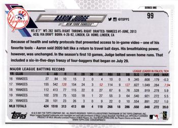 2021 Topps - Rainbow Foil #99 Aaron Judge Back