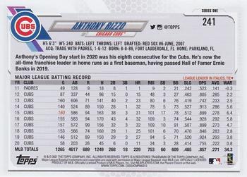 2021 Topps - Rainbow Foil #241 Anthony Rizzo Back