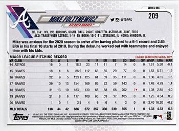 2021 Topps - Gold Foil #209 Mike Foltynewicz Back