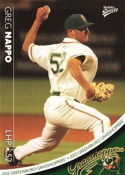 2012 MultiAd Greensboro Grasshoppers #8 Greg Nappo Front