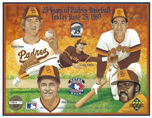 1993 Upper Deck Heroes of Baseball Sheets #NNO Randy Jones / Graig Nettles / Steve Garvey / Dick Williams / Nate Colbert Front