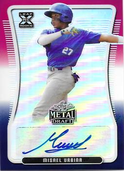 2020 Leaf Metal Draft - Red White Blue Rainbow #BA-MU1 Misael Urbina Front