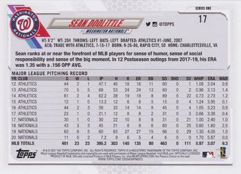 2021 Topps - Royal Blue #17 Sean Doolittle Back