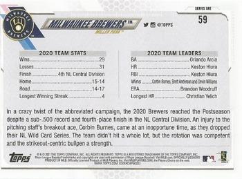 2021 Topps - Royal Blue #59 Milwaukee Brewers Back