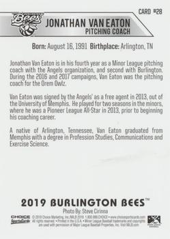 2019 Choice Burlington Bees #28 Jonathan Van Eaton Back