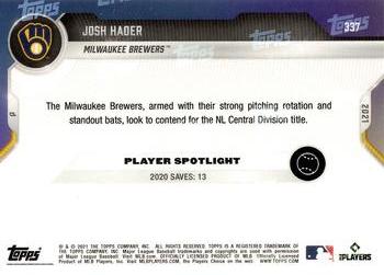 2021 Topps Now Road to Opening Day Milwaukee Brewers #337 Josh Hader Back