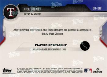 2021 Topps Now Road to Opening Day Texas Rangers #OD-216 Nick Solak Back
