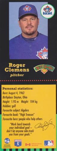 1998 Hit the Books Bookmarks Toronto Blue Jays #NNO Roger Clemens Front