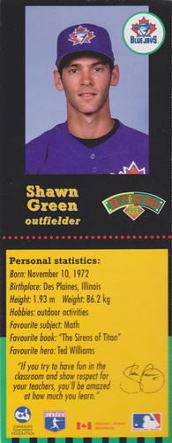 1997 Hit the Books Bookmarks Toronto Blue Jays #NNO Shawn Green Front