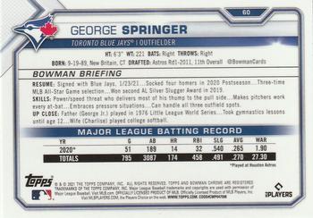 2021 Bowman Chrome #60 George Springer Back