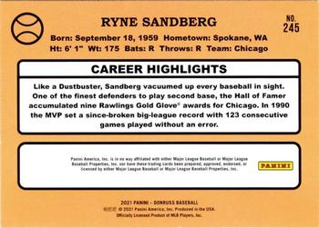 2021 Donruss - Holo Orange #245 Ryne Sandberg Back