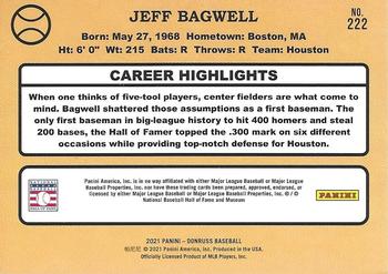 2021 Donruss - Holo Purple #222 Jeff Bagwell Back