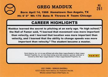 2021 Donruss - Holo Purple #261 Greg Maddux Back