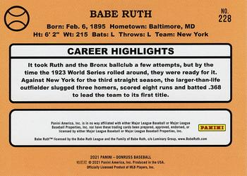 2021 Donruss - Holo Red #228 Babe Ruth Back