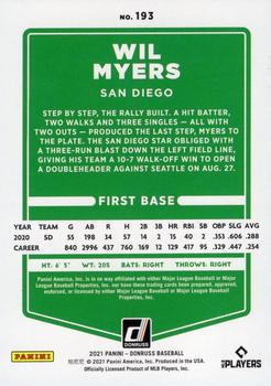 2021 Donruss - Red and White Stripes #193 Wil Myers Back